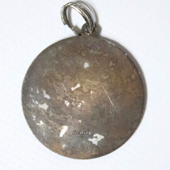 Vintage Mid Century 1" Sterling Silver Saint Christopher Pendant (A7) - Picture 4 of 5